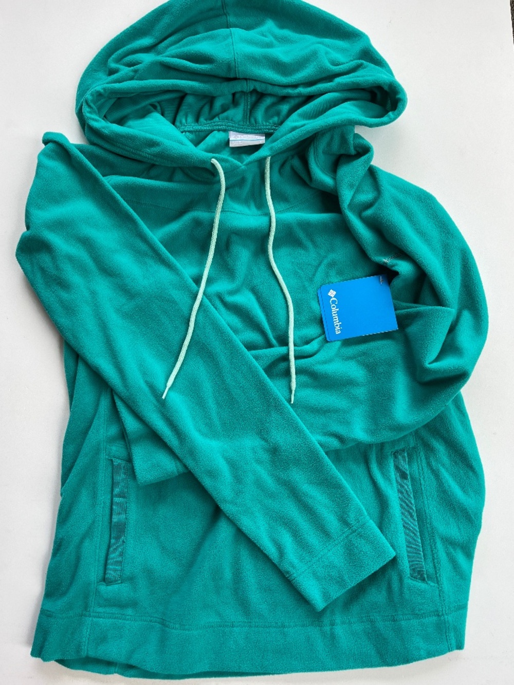 NWT green Columbia Glacial III fleece pullover hoodie with a front pouch pocket